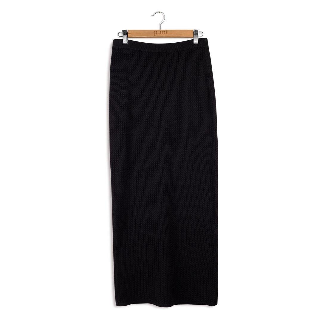 Point Cableknit Straight Maxi Skirt Product Image