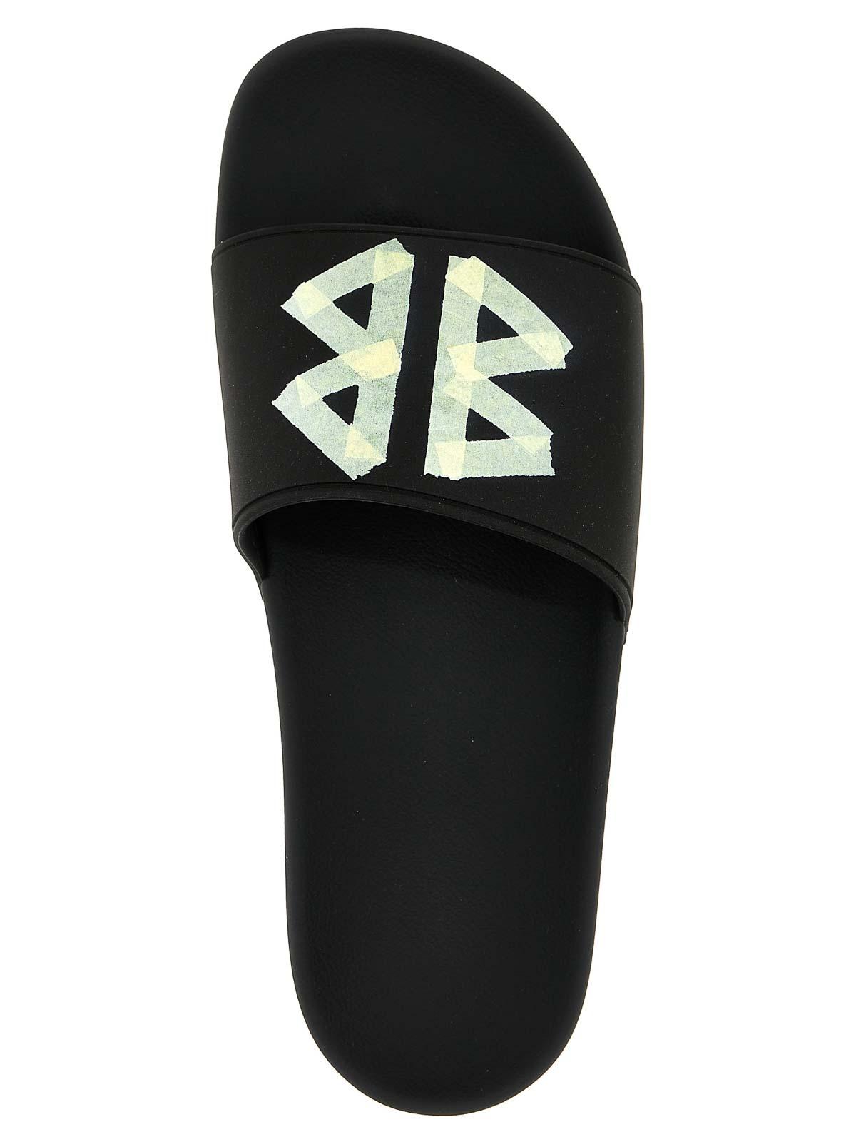 BALENCIAGA Black Sandals With Maxi Contrasting Logo In Tech Fabric Man In Multicolor Product Image