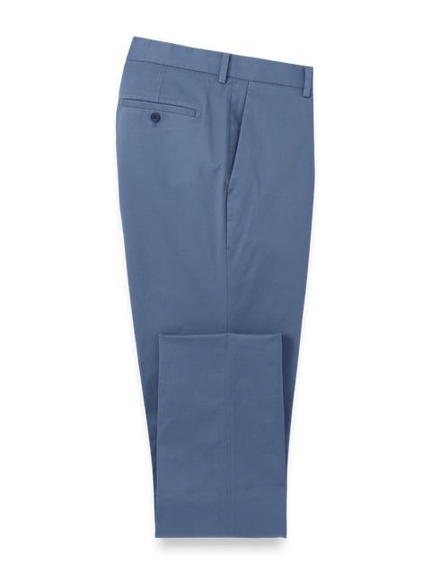 Non-Iron Cotton Stretch Twill Pants - Blue Product Image