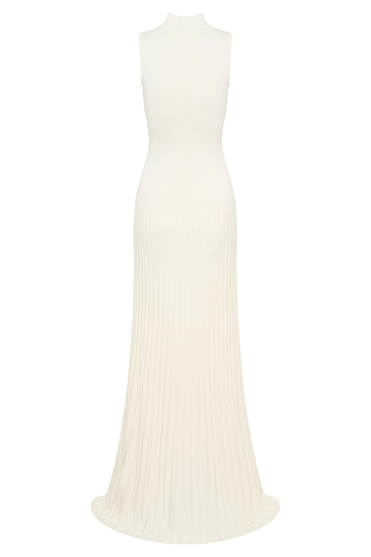 Mavis High Neck Pleated Maxi Dress - Ivory Product Image