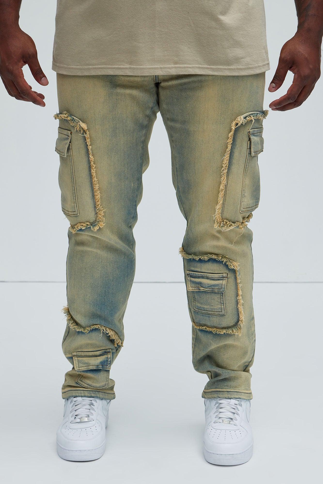 Be That Frayed Cargo Straight Jeans - Light Wash Product Image