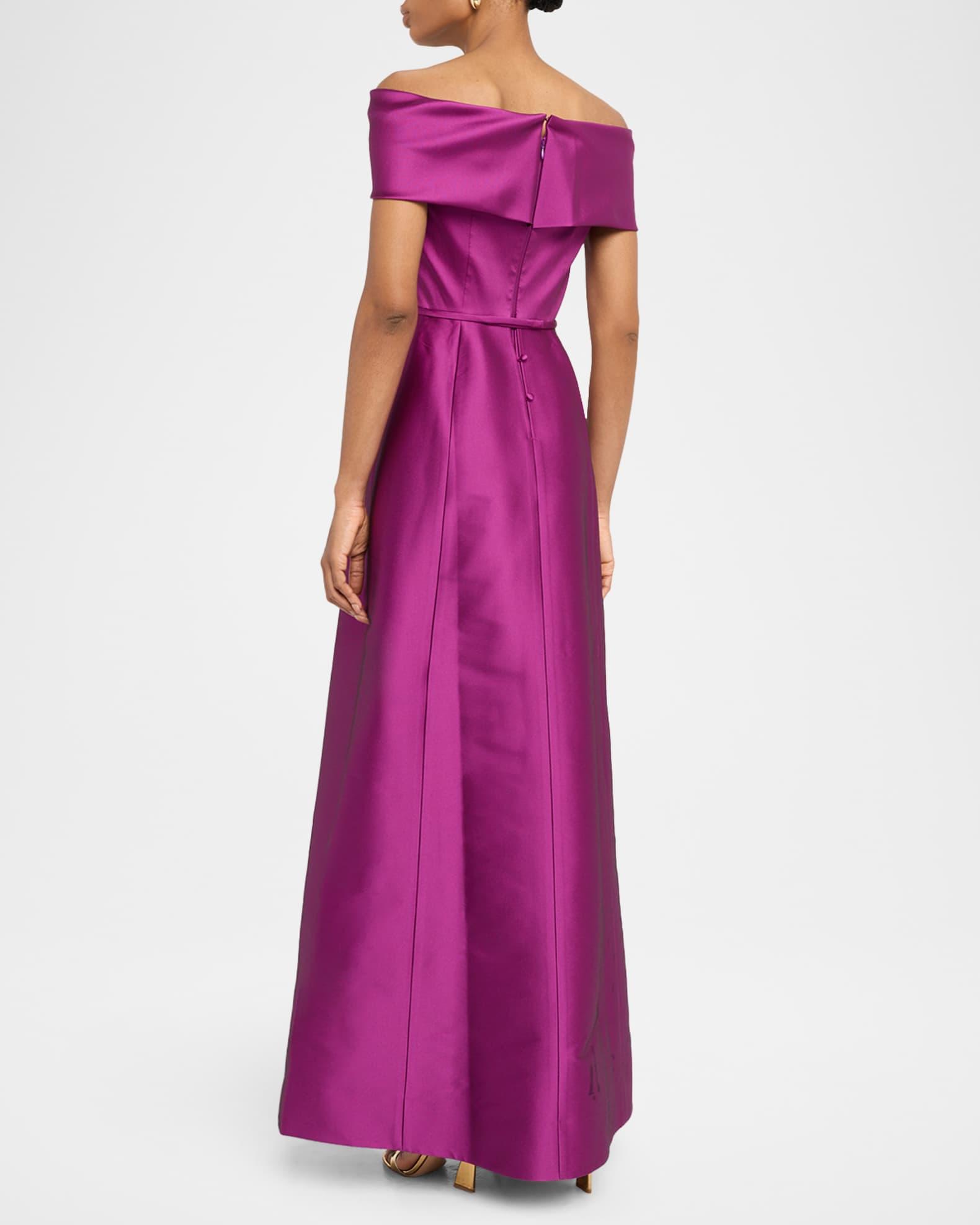 Off-Shoulder Stretch Mikado Gown Product Image