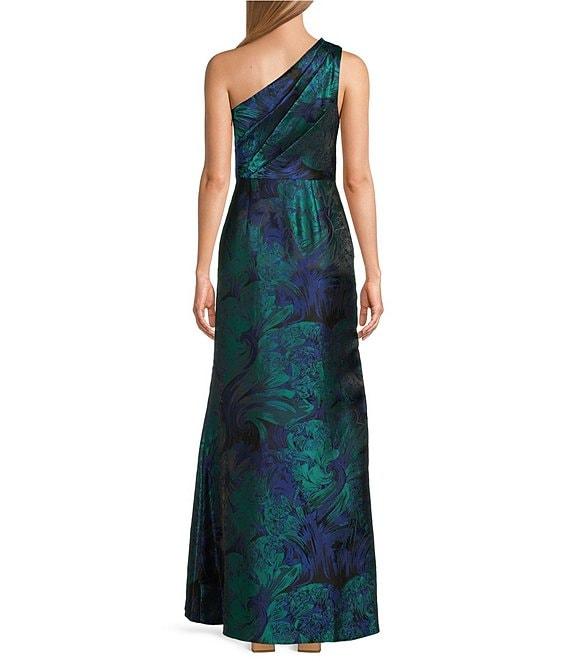 Adrianna Papell Floral Jacquard One Shoulder Sleeveless Mermaid Gown Product Image