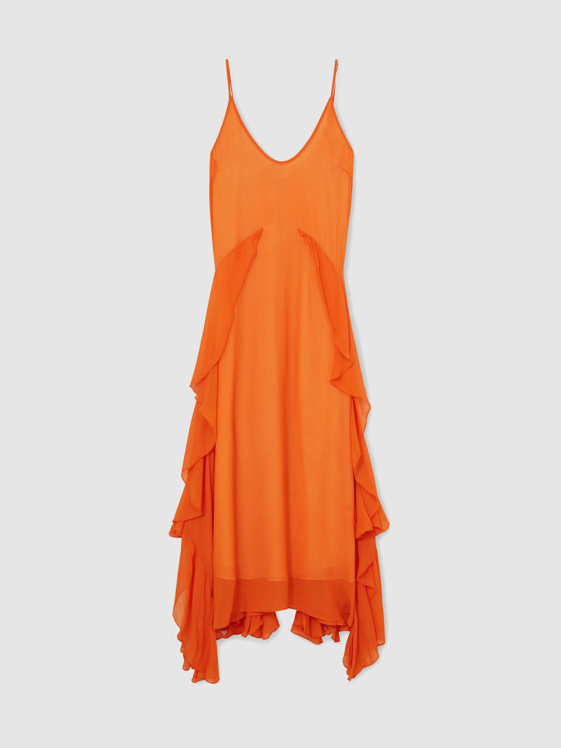 Ruffle Detail Maxi Dress in Orange Product Image