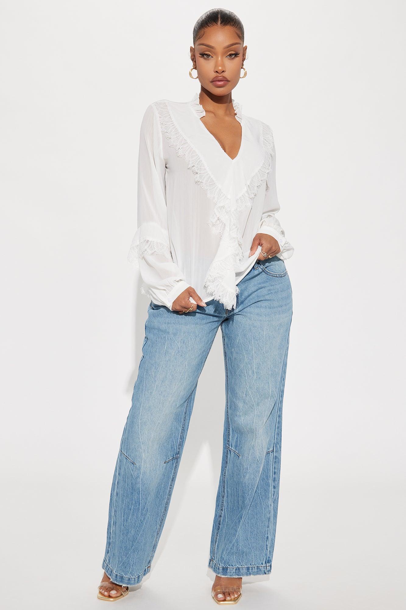Leona Ruffle Top - White Product Image