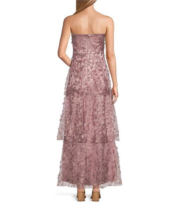 Livia Jolie by Le Bos Strapless Sleeveless 3D Floral 2 Piece Scarf and Tiered A-Line Dress Product Image