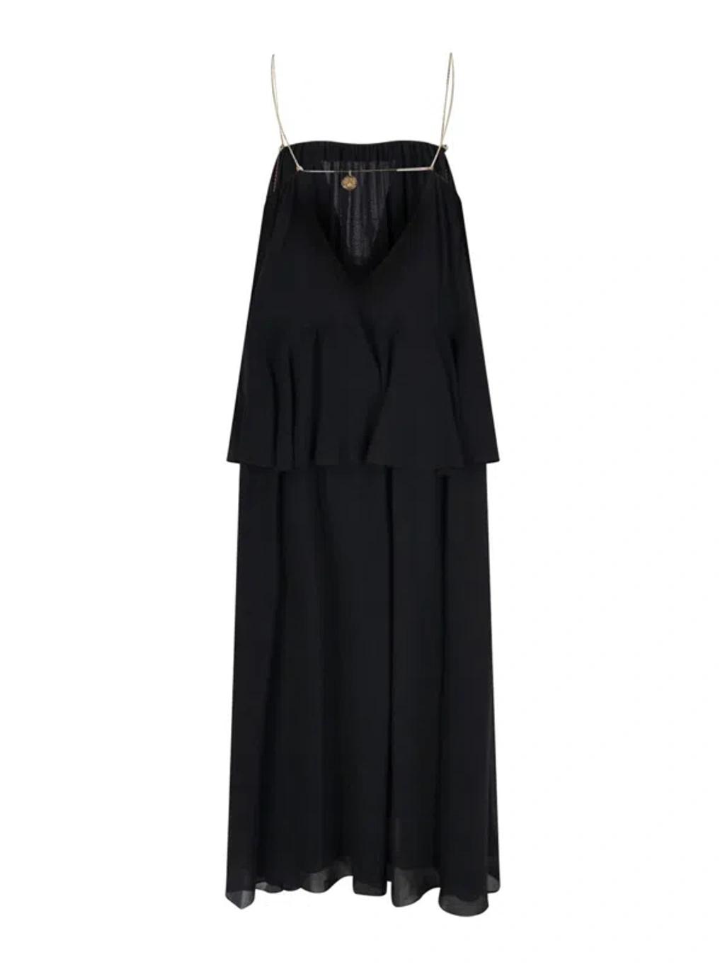 CHLOÉ Open-back Embellished Tiered Silk-georgette Maxi Dress In Black Product Image