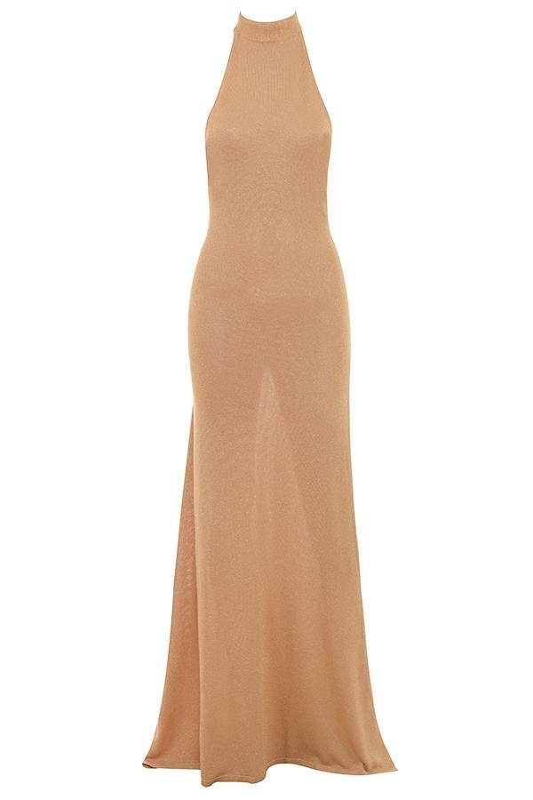 Selia  gold knit maxi dress Product Image