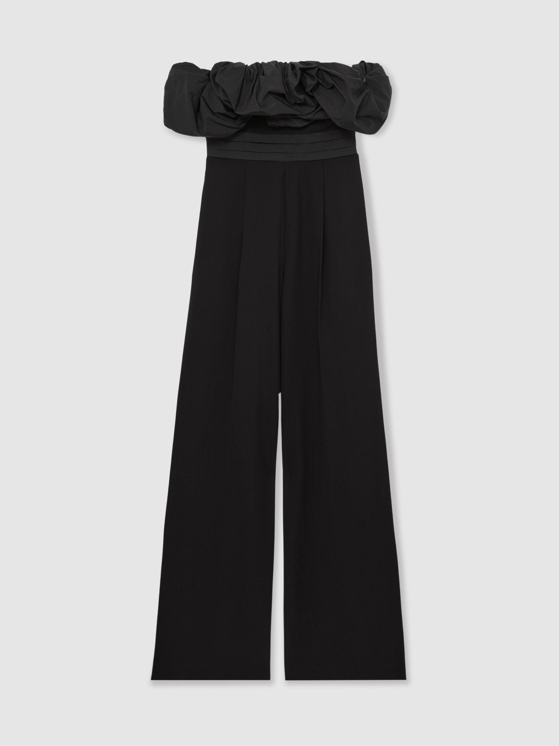 Sculptural Strapless Wide-Leg Jumpsuit in Black Product Image