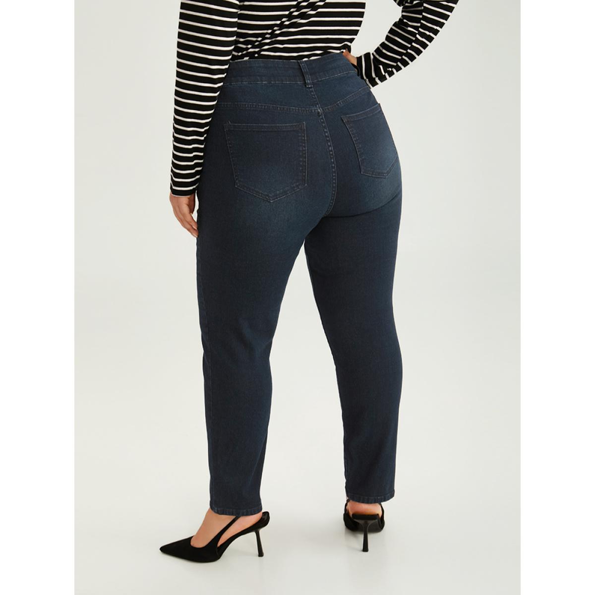 Plus Size Mom Jeans High Rise Skinny Jeans Women Indigo Casual Plain Plain High stretch Pocket Jeans BloomChic 22/3X Product Image