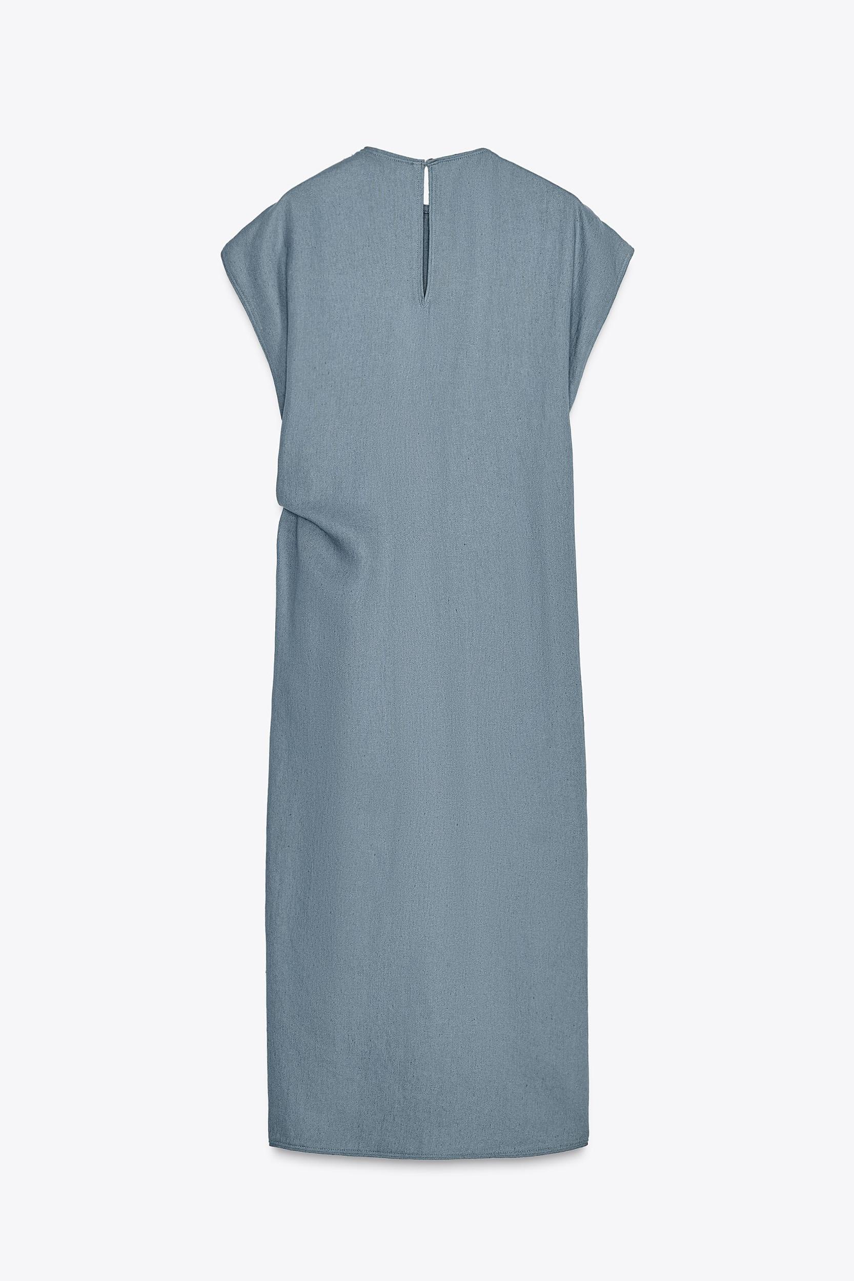 LINEN BLEND DRAPED DRESS ZW COLLECTION Product Image
