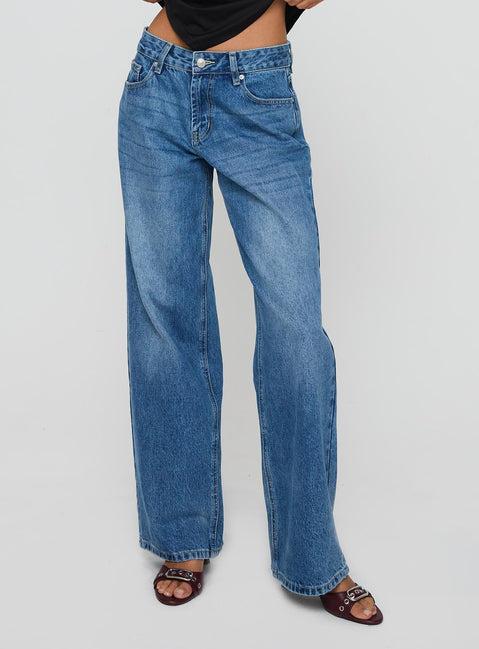 Serenitia Mid Rise Straight Leg Jeans Mid Blue Wash Tall Product Image
