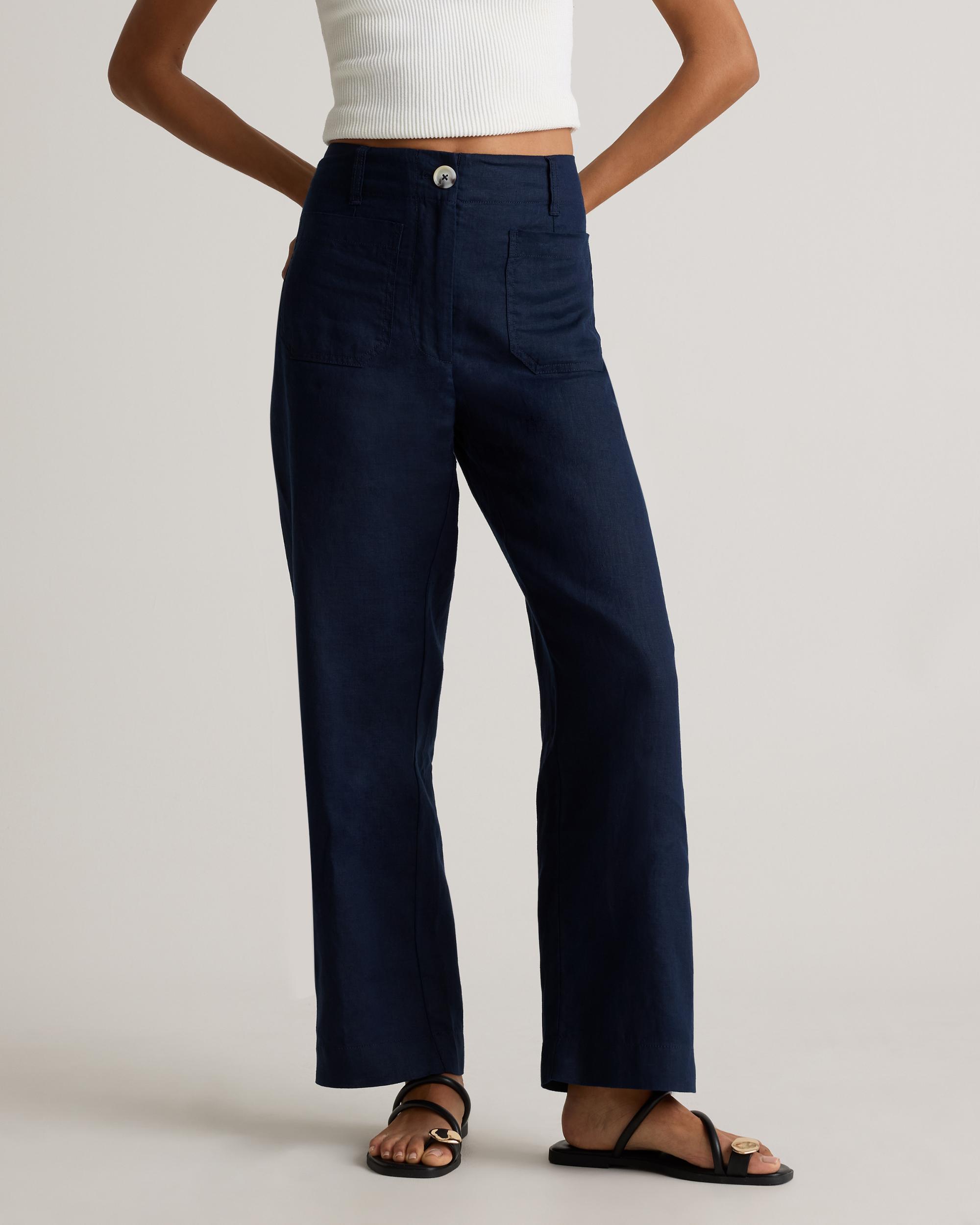 Quince | Women's 100% European Linen Patch Pocket Wide Leg Pants Product Image
