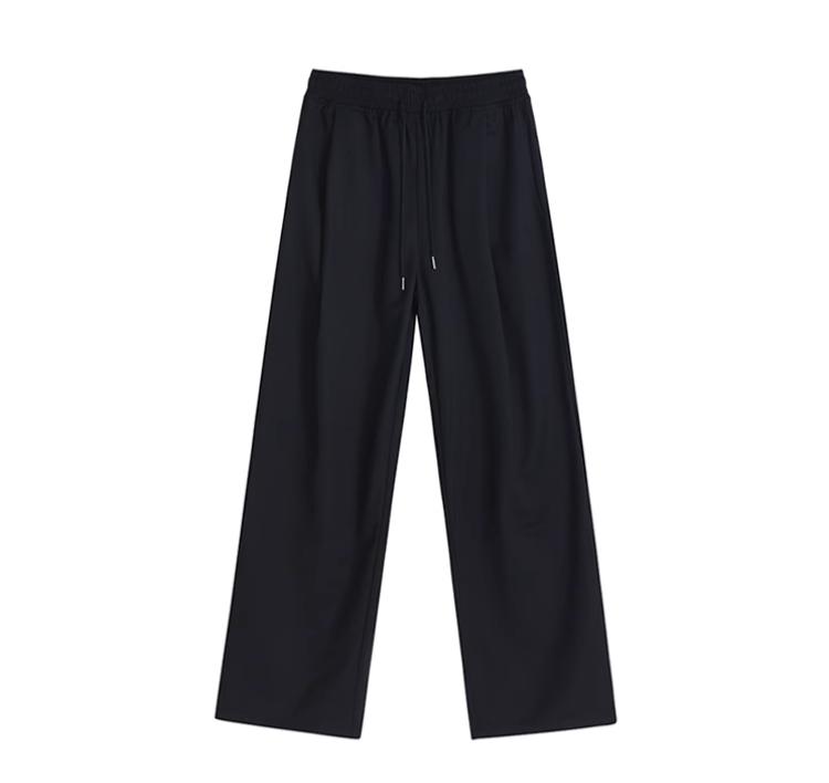 RT No. 11520 BLACK FOLDED PLEATED STRAIGHT PANTS Product Image