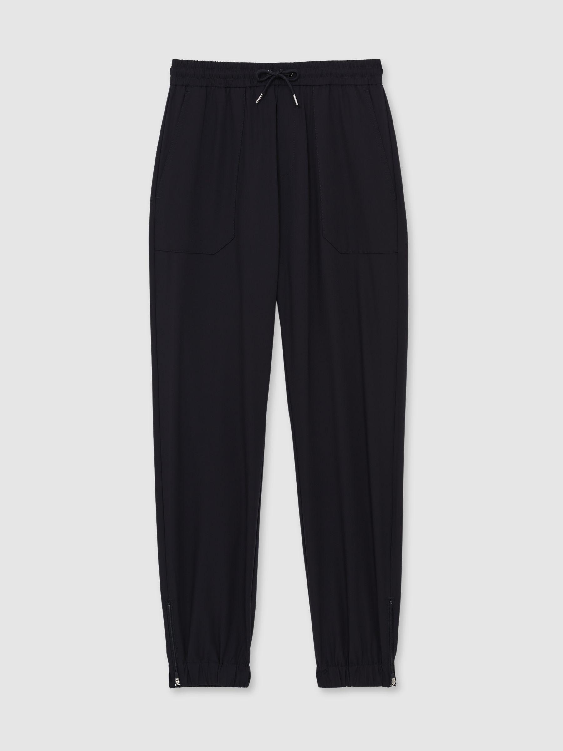 Drawstring Technical Cuffed Trousers in Navy Product Image