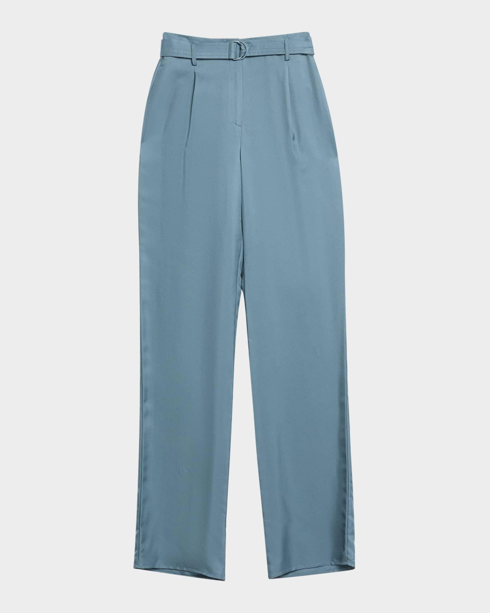 Silky Twill Belted Straight-Leg Pants Product Image