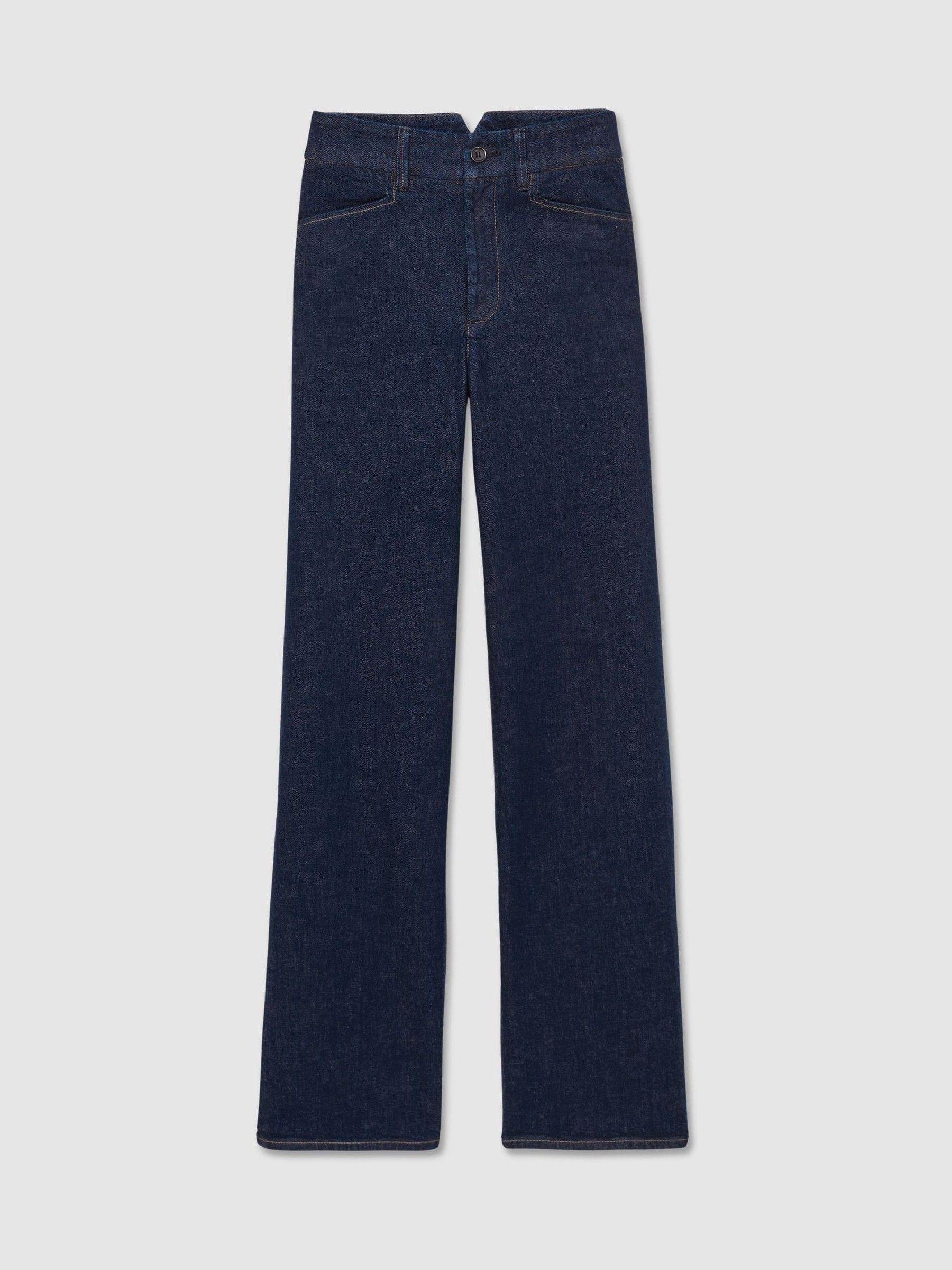 Paige High Rise Wide Leg Jeans in Edinburgh Dark Blue Product Image