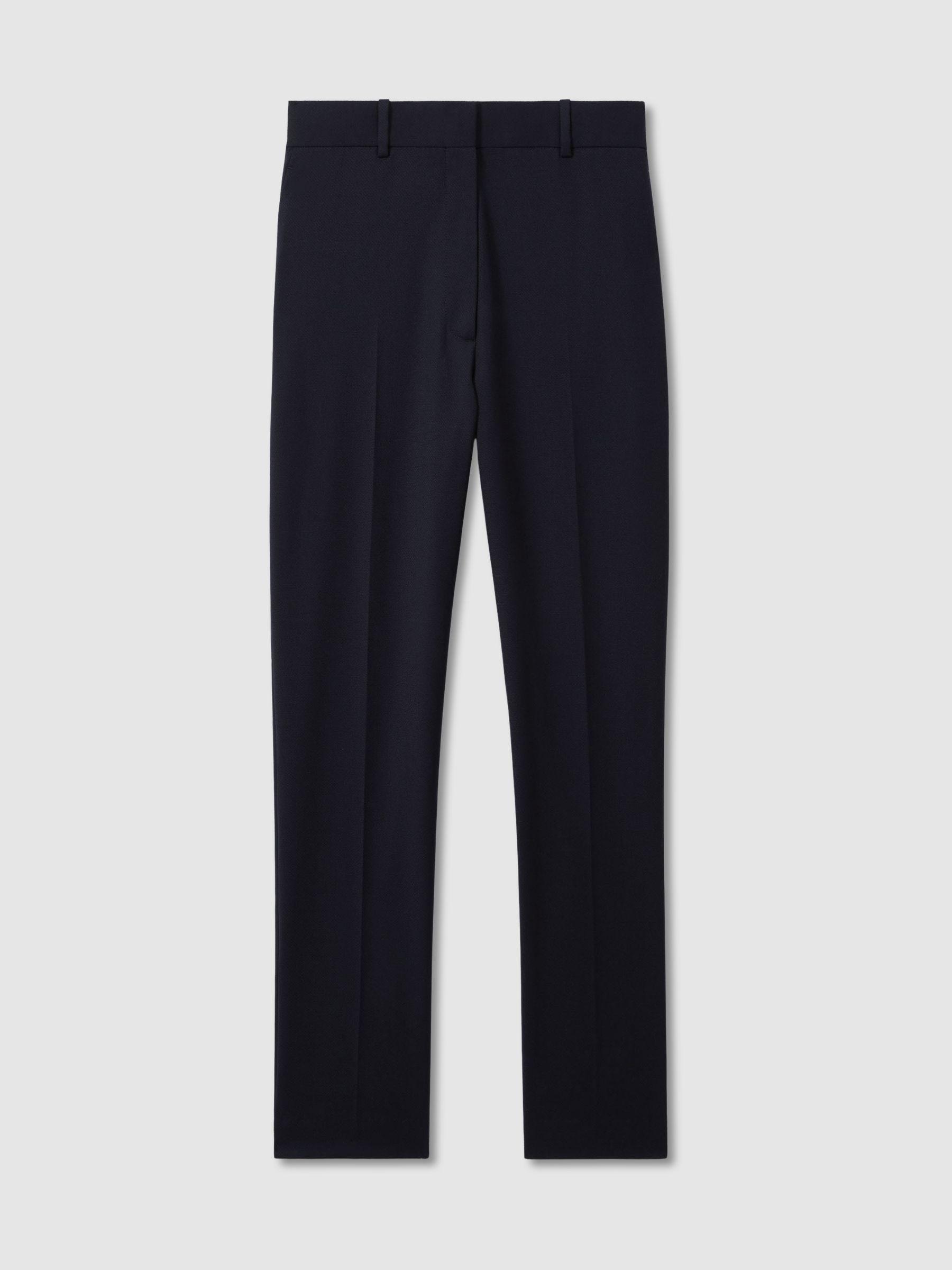 Petite Wool-Blend Tailored Flared Suit Trousers in Navy Product Image