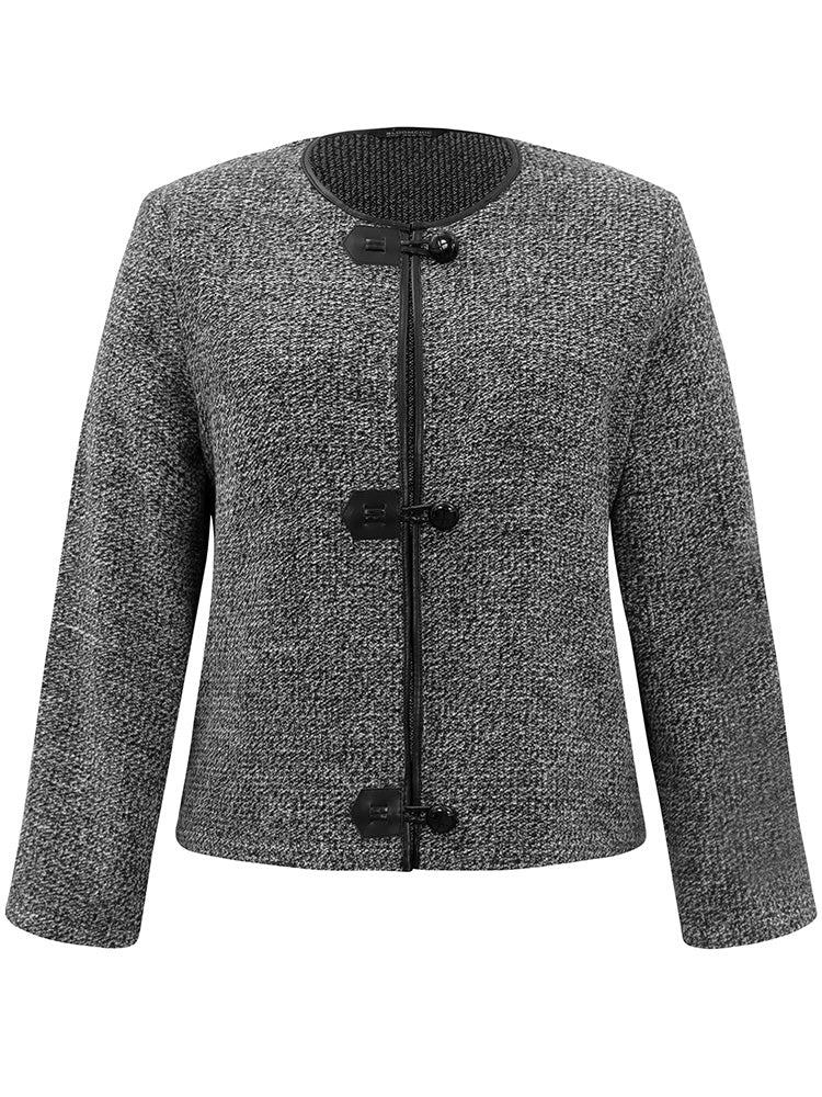 Plain Textured Buckle Detail Coat Female Product Image