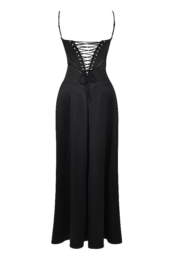 Anabella  black lace up maxi dress Product Image