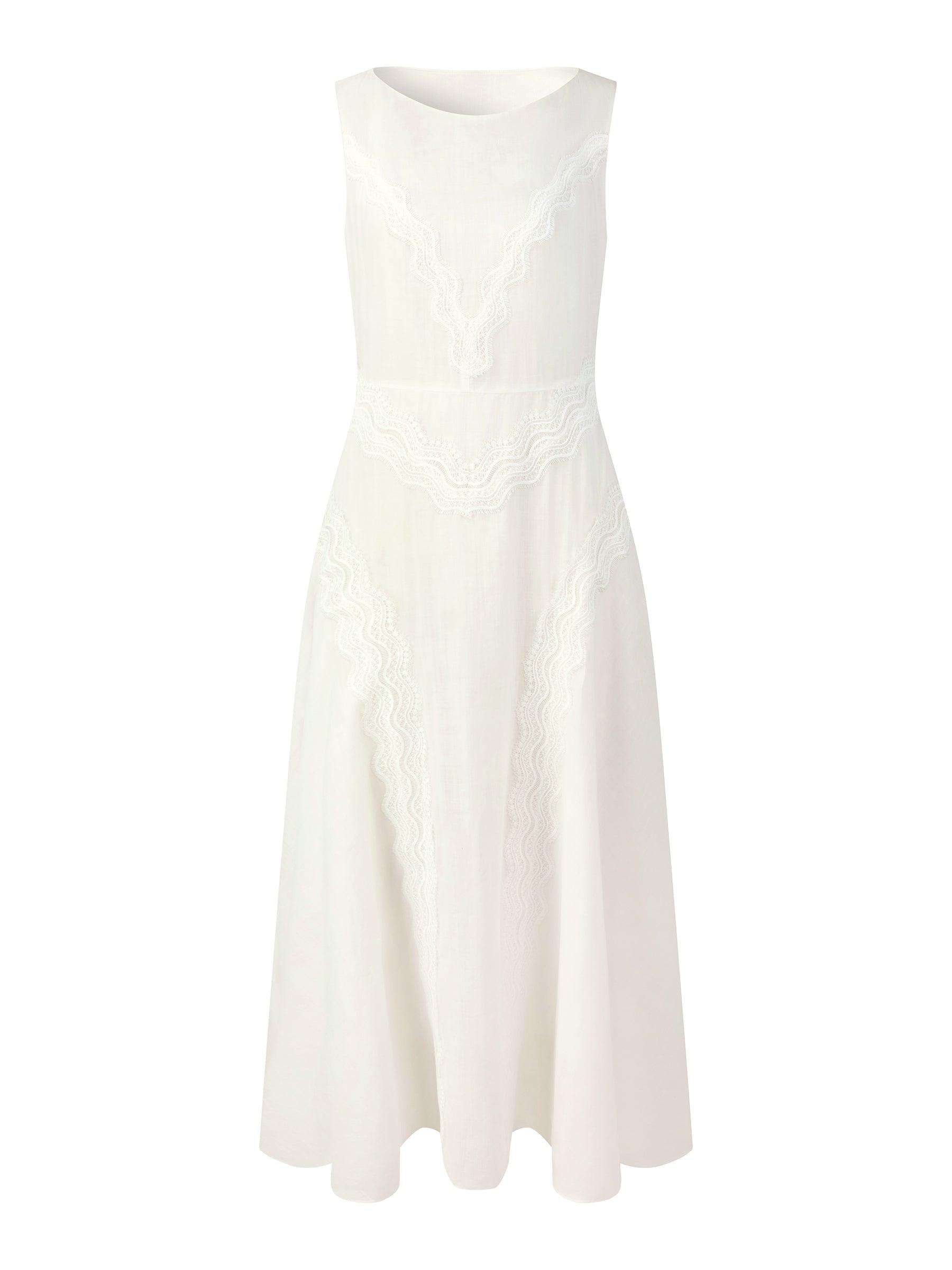 100% Ramie Lace A-Line Women Sleeveless Maxi Dress Product Image
