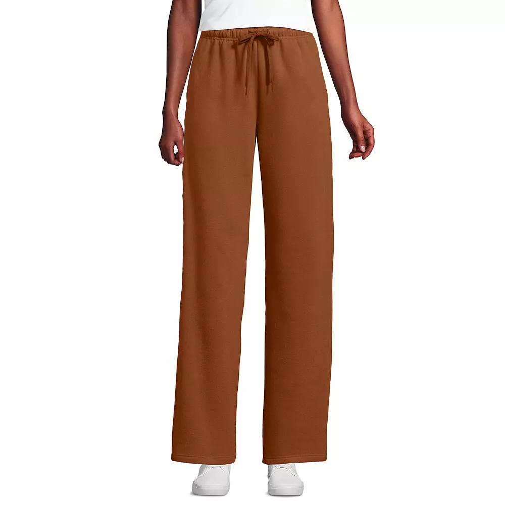 Women's Lands' End Fleece High Waisted Relaxed Pants,  Product Image