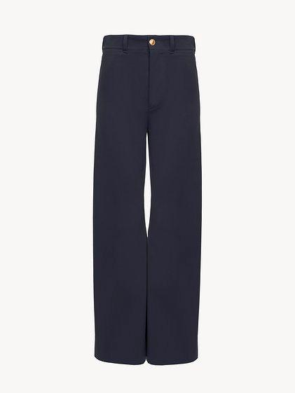 Cropped flared pants in cotton gabardine Product Image