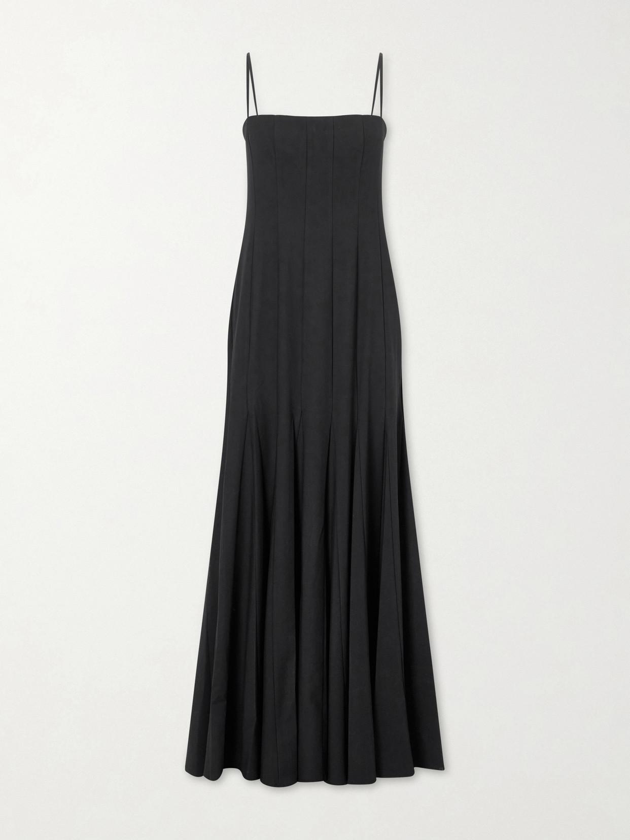STAUD Rila Paneled Crepe Midi Dress In Black Product Image