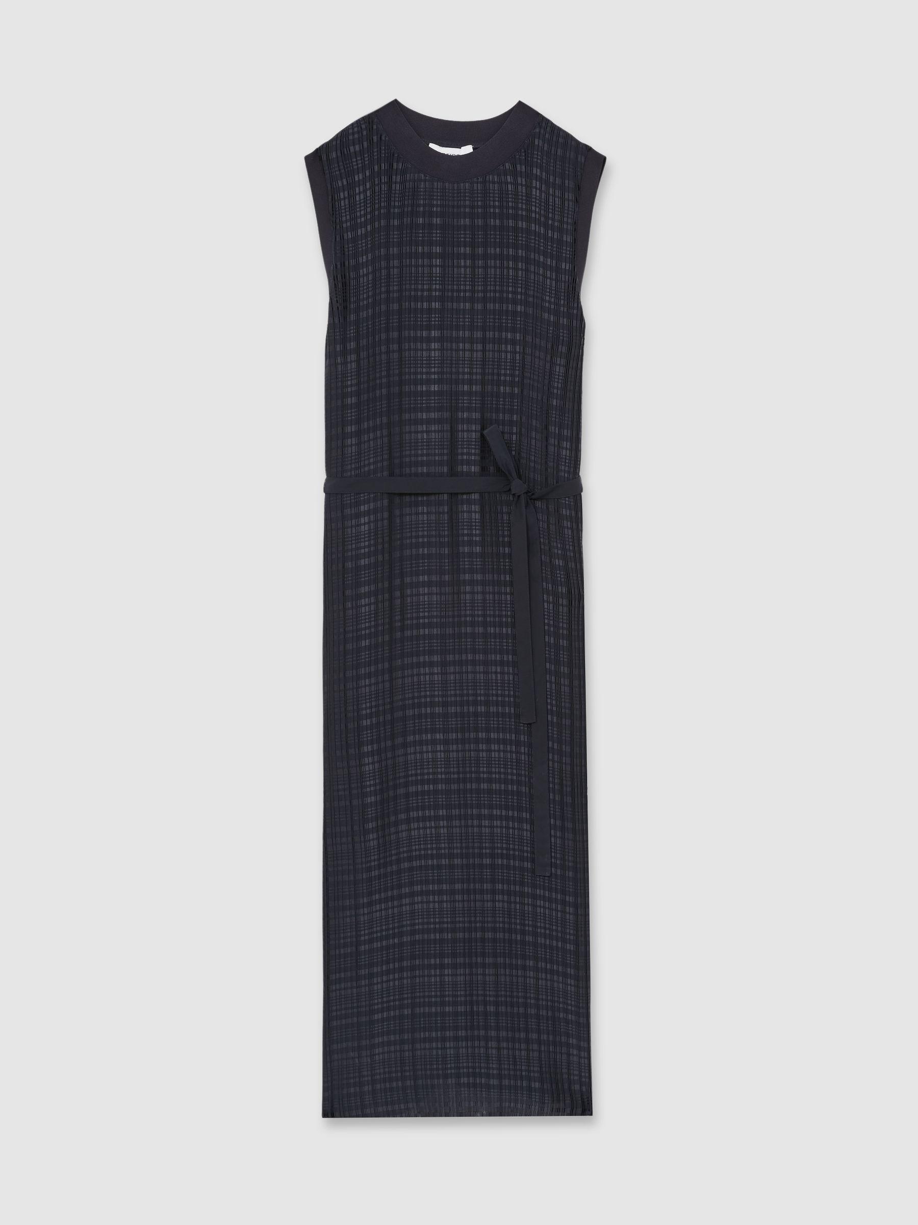 Pleated Column Midi Dress in Navy Product Image