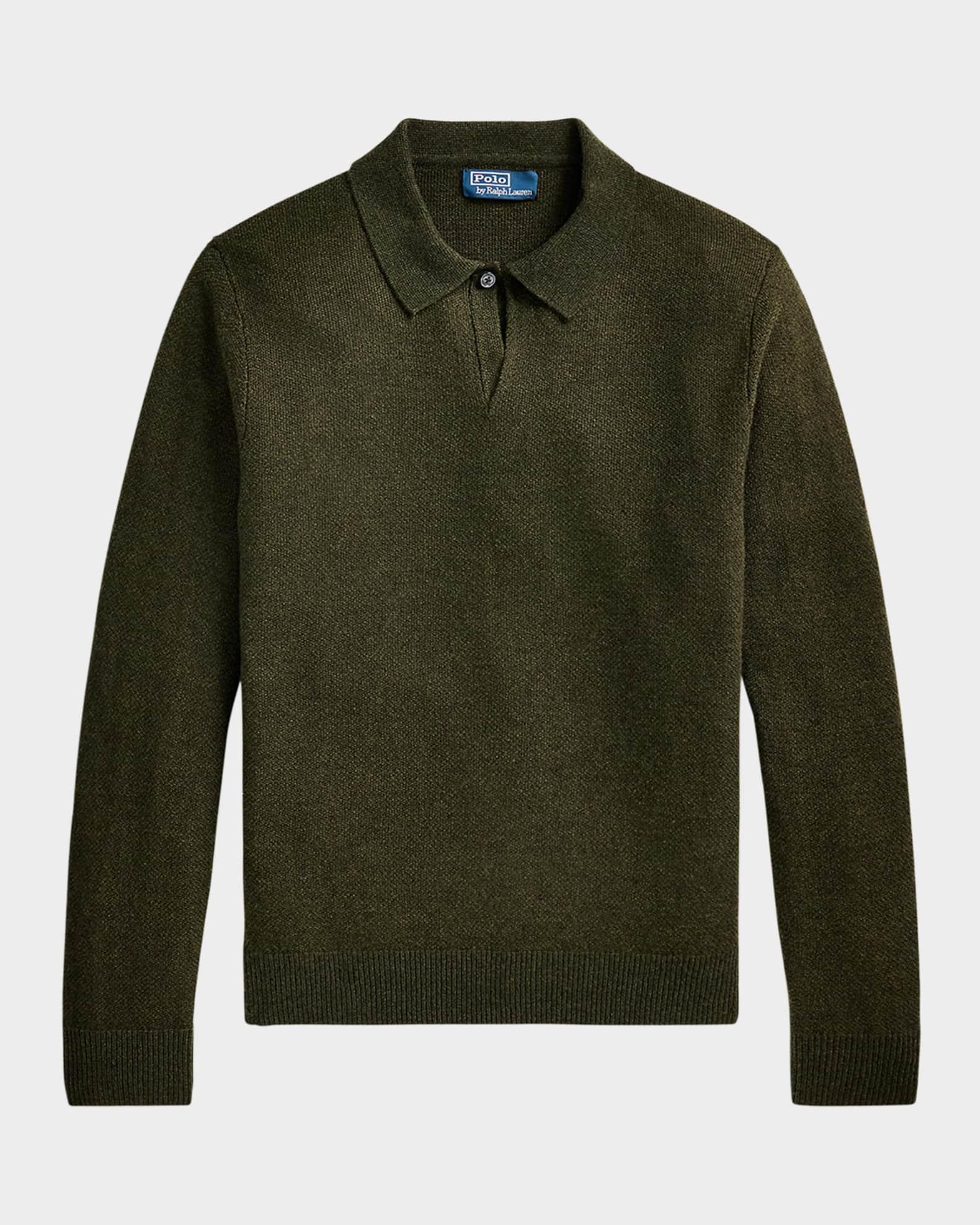 Men's Linen-Cashmere Johnny-Collar Sweater Product Image