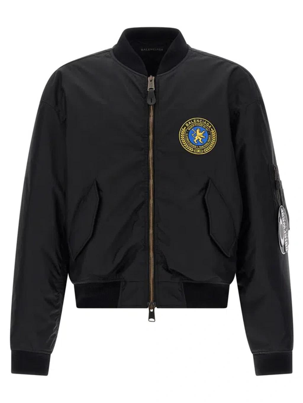 BALENCIAGA Nylon Uniform Merch Large Fit Bomber In Black Product Image