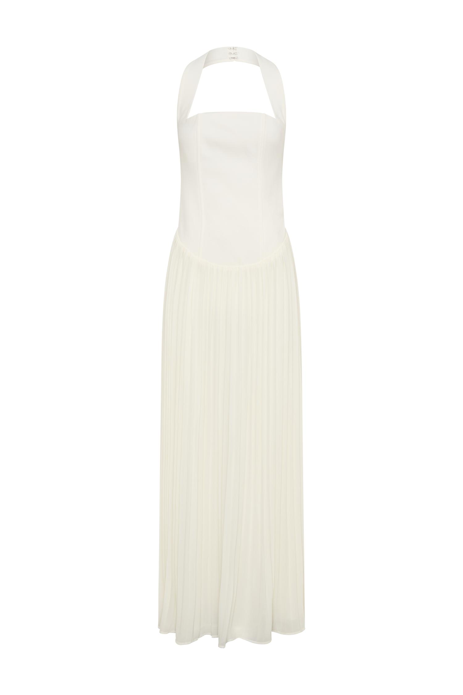Stacie Pleated Halter Maxi Dress - Ivory Product Image