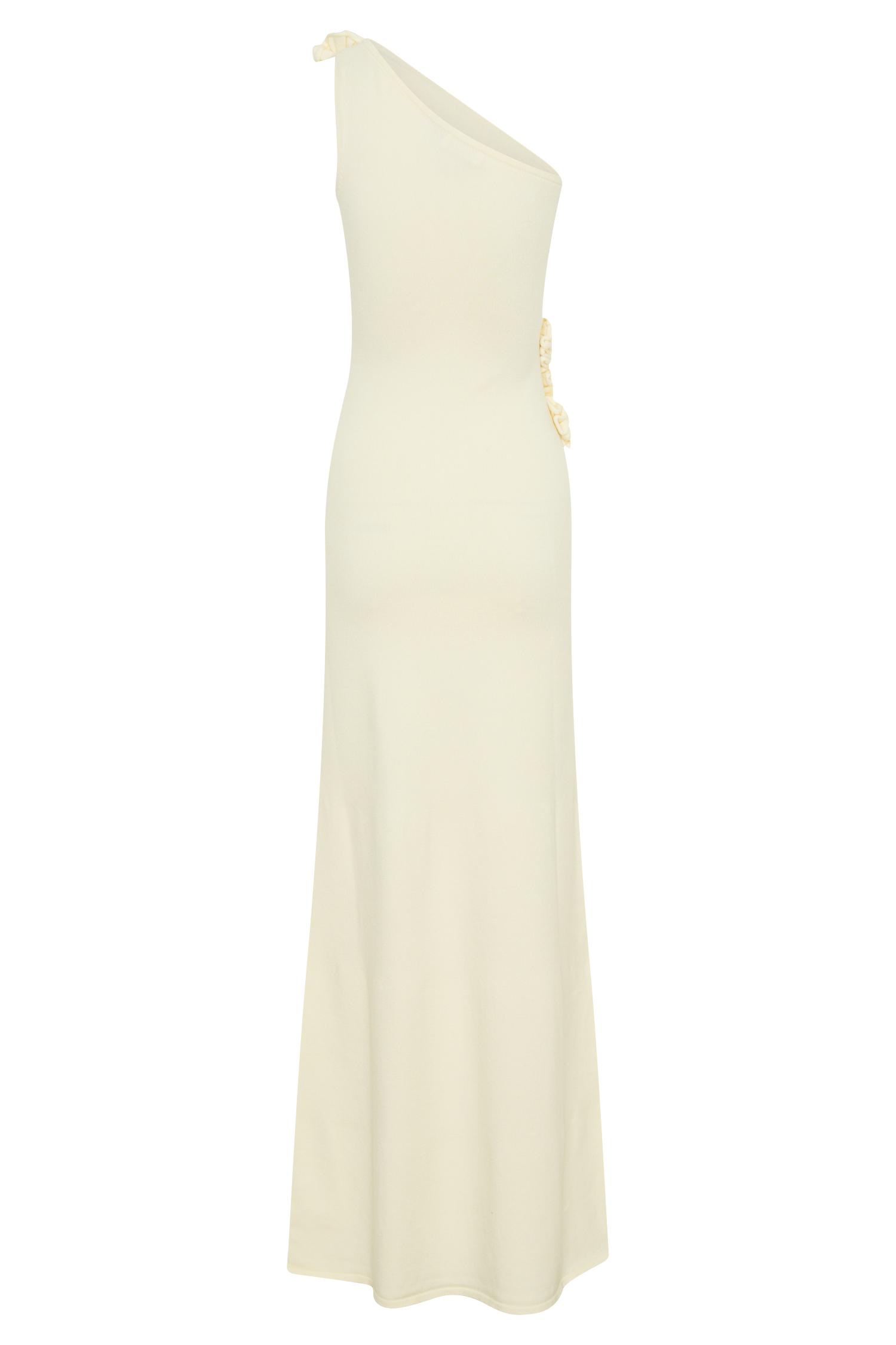 Paloma One Shoulder Knit Maxi Dress With Flowers - Ivory Product Image