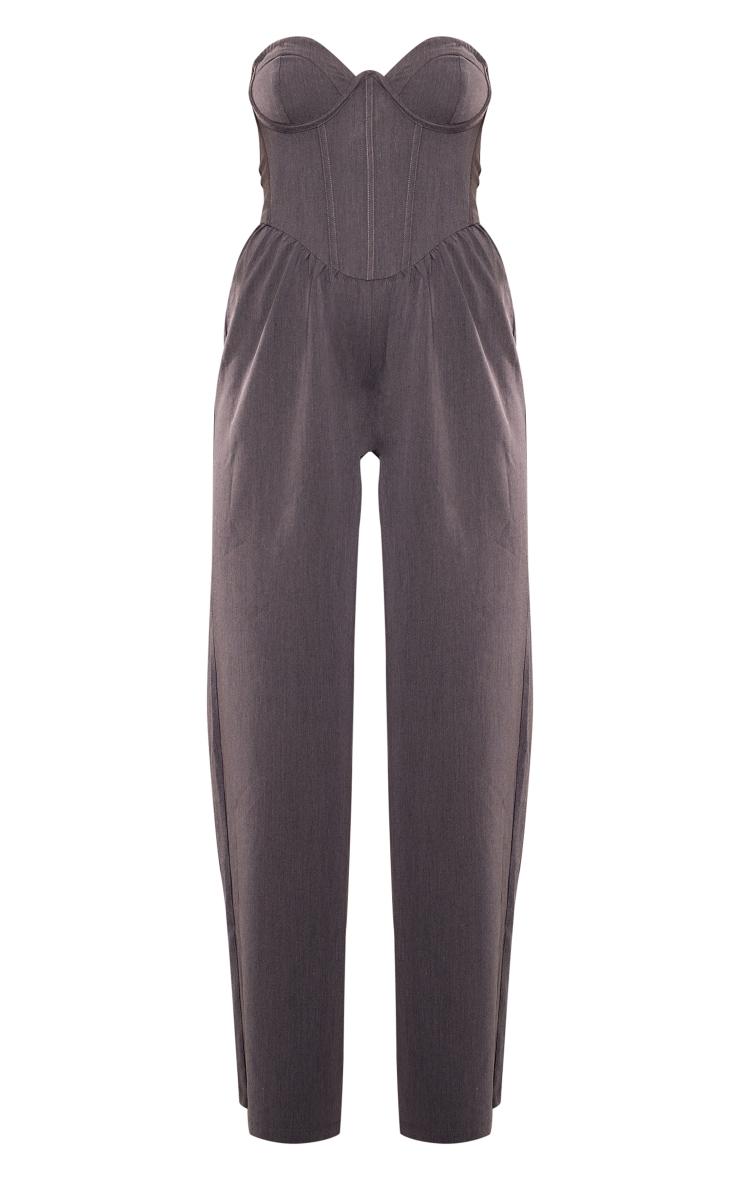 Charcoal Underwire Corset Detail Tailored Jumpsuit Product Image