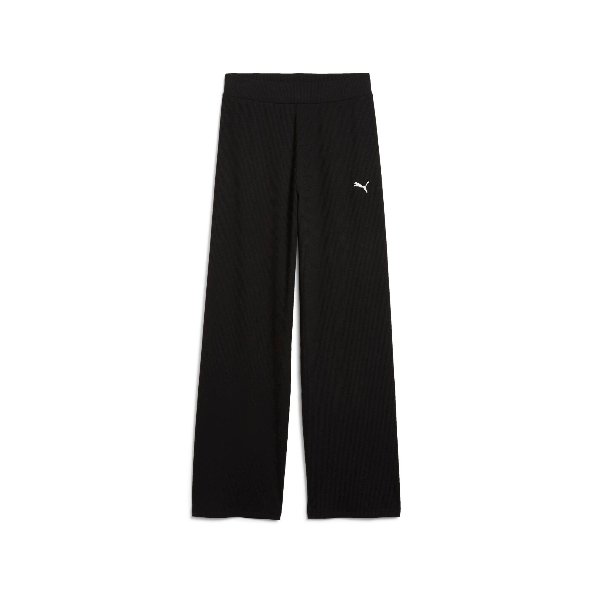 PUMA ESS ELEVATED High-Waist Straight Leg Rib Pants Women Product Image