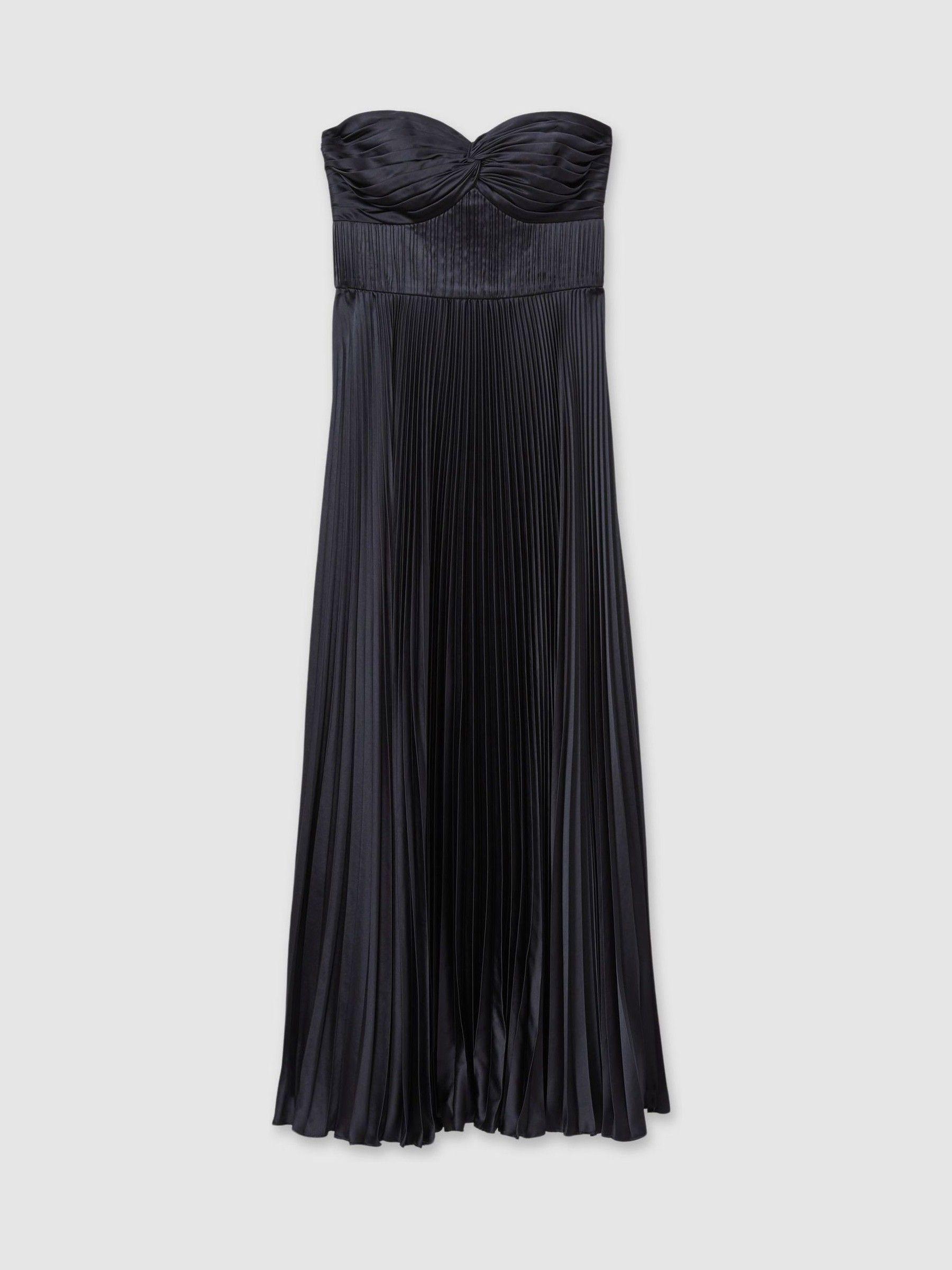 Amur Strapless Pleated Maxi Dress in Navy Product Image