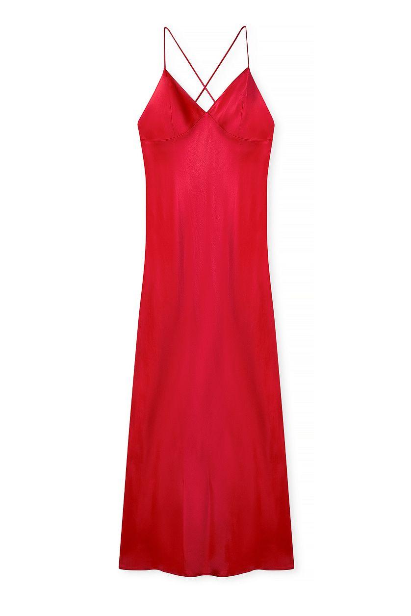Satin Slip Dress Red Product Image
