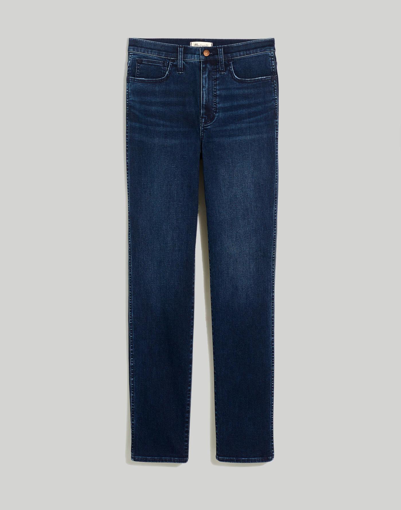 High-Rise Slim Straight Jeans in Larchley Wash: TENCEL™ Denim Edition Product Image