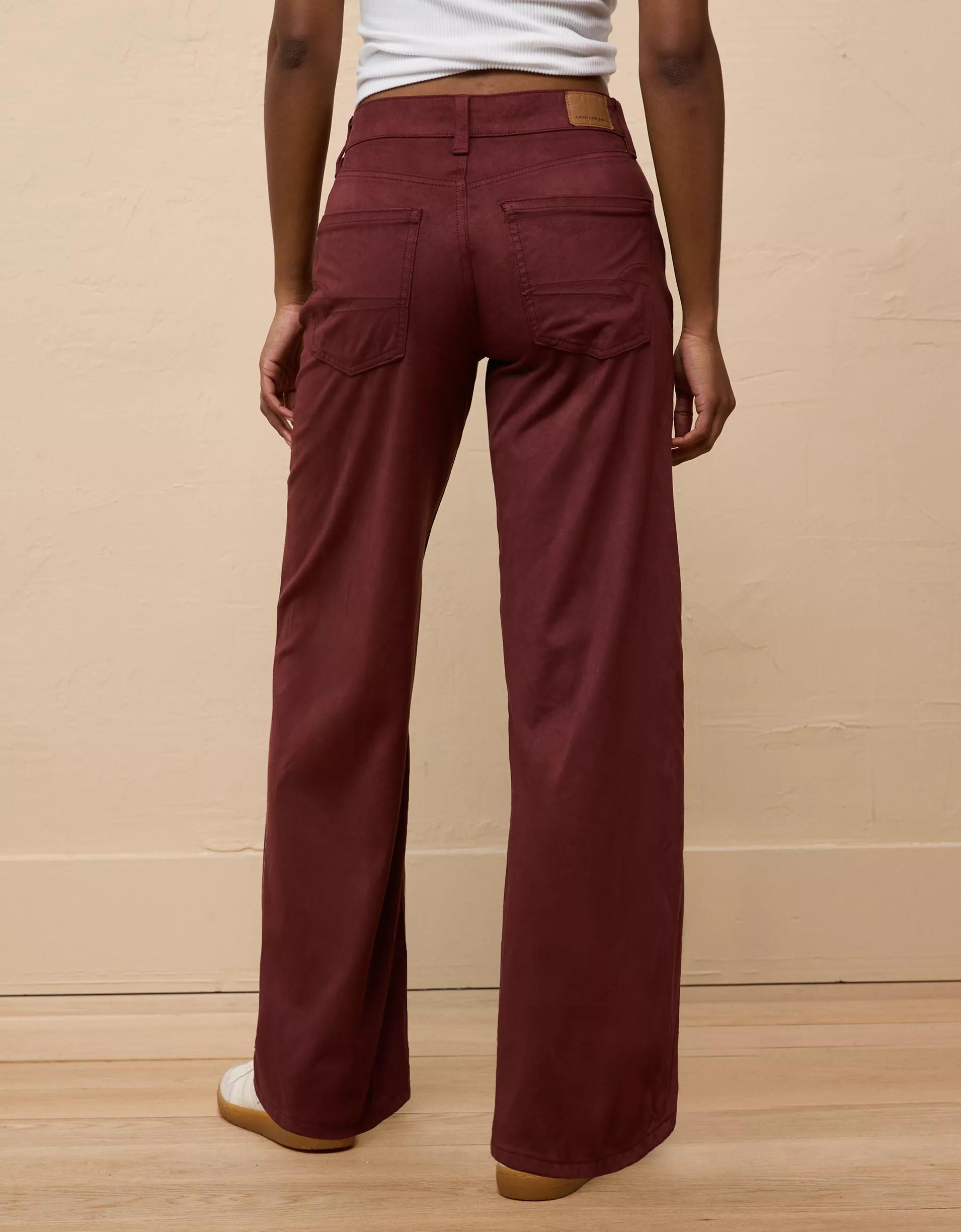 AE Dreamy Drape Sueded High-Waisted Baggy Wide-Leg Pant Product Image