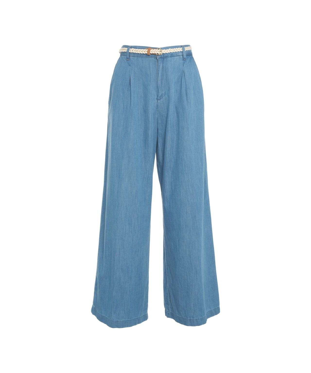 Flared pants with belt Product Image