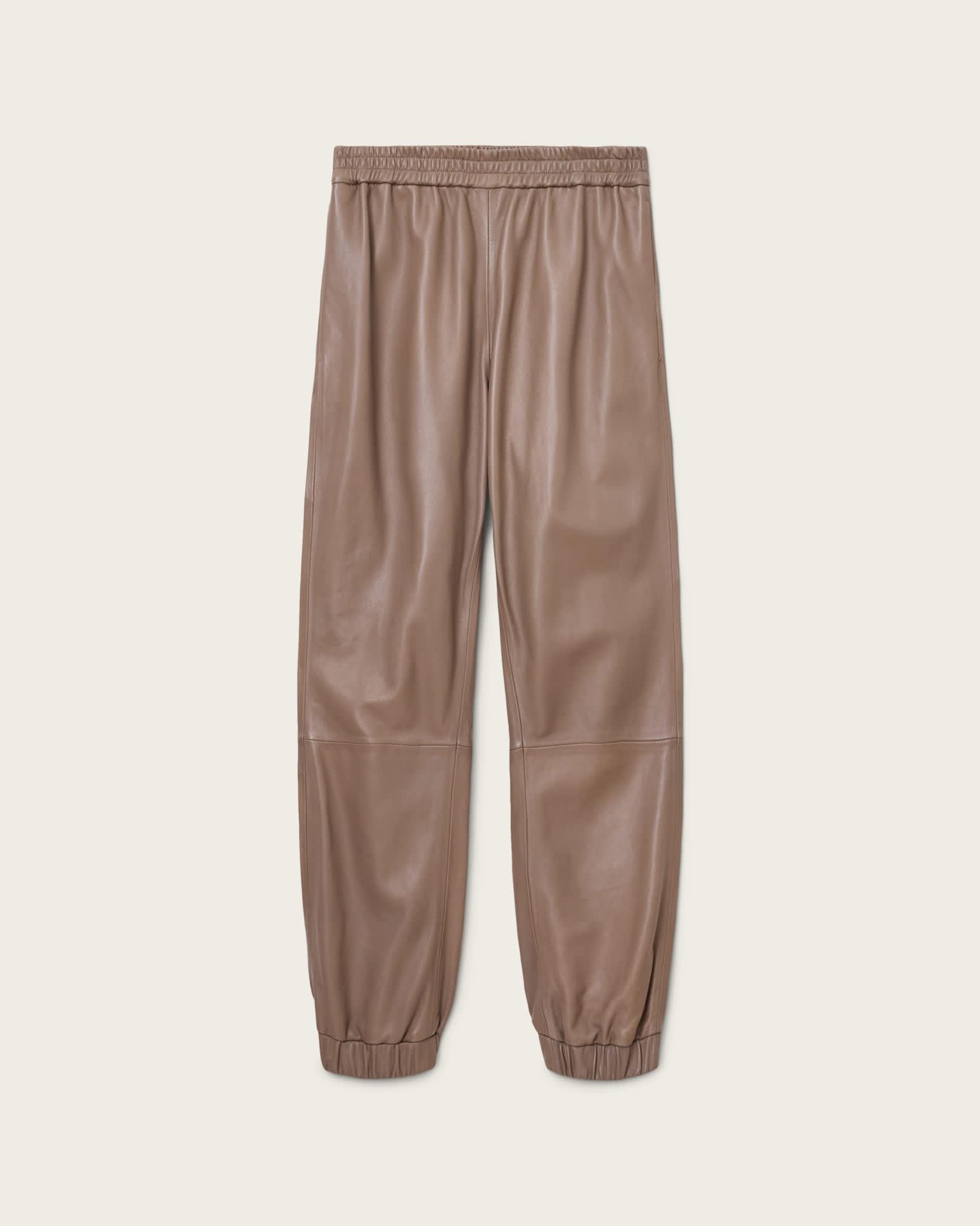 Jen Leather Sweatpants Mocha Brown | ALLSAINTS US Product Image