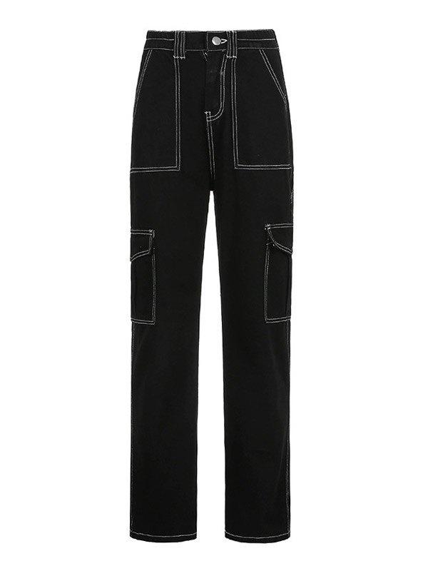 High Waist Straight Cargo Jeans Product Image