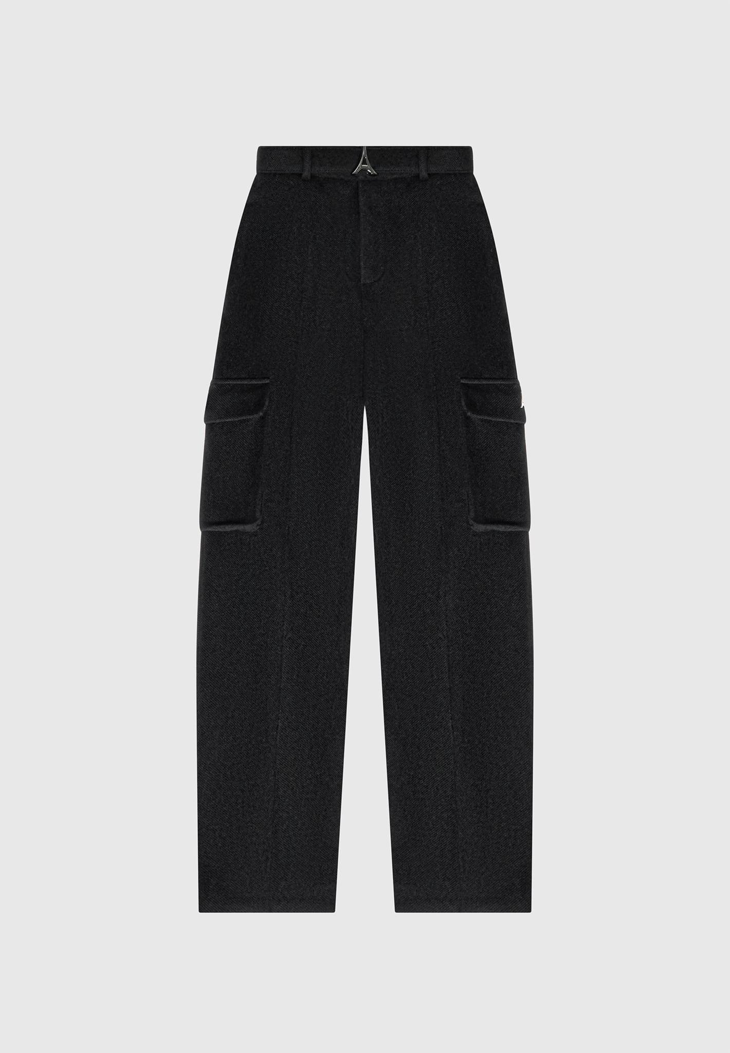 Wool Tailored Cargo Trousers - Black Female Product Image