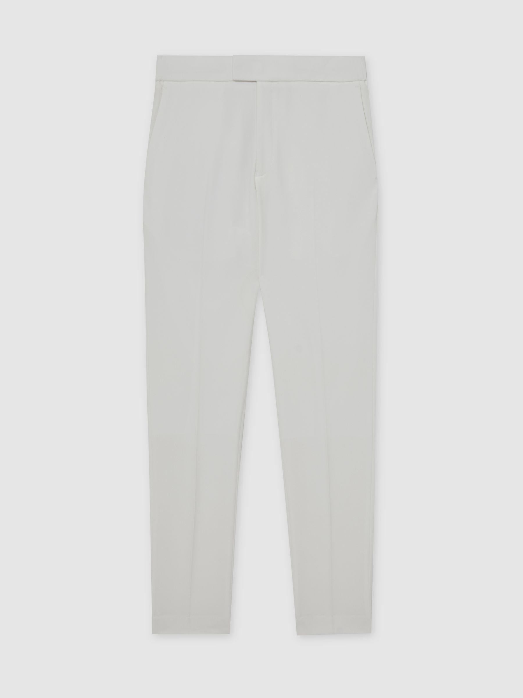 Slim Fit Internal Drawstring Trousers in White Product Image