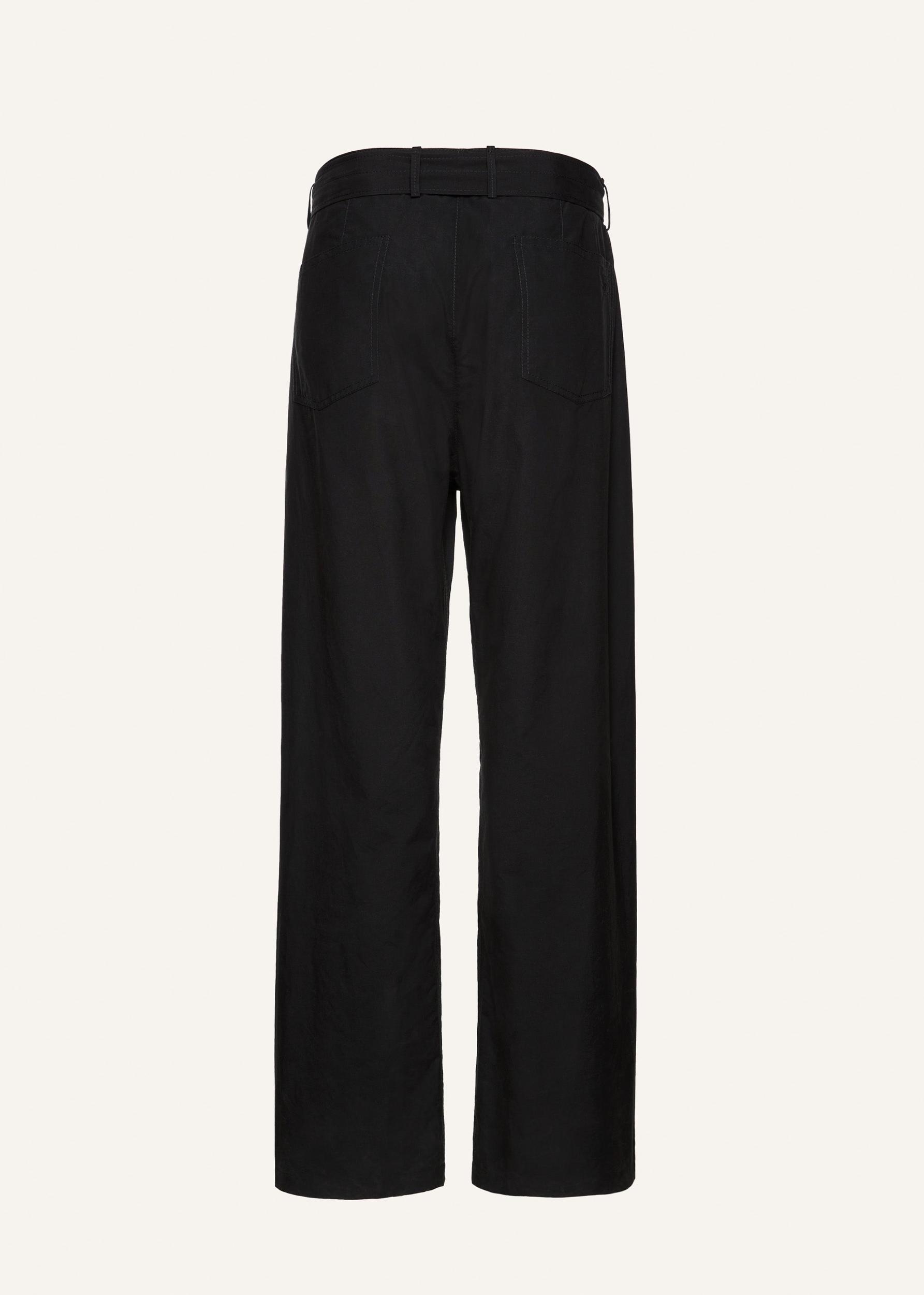 Relaxed cotton belted trousers in black Product Image