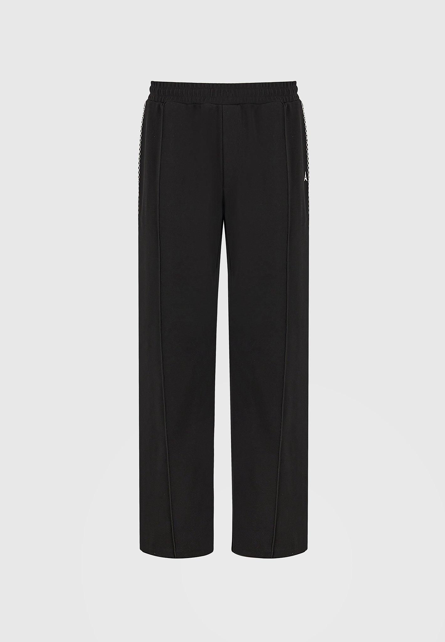 Gael - Contrast Whipstitch Relaxed Track Pants - Black Male Product Image
