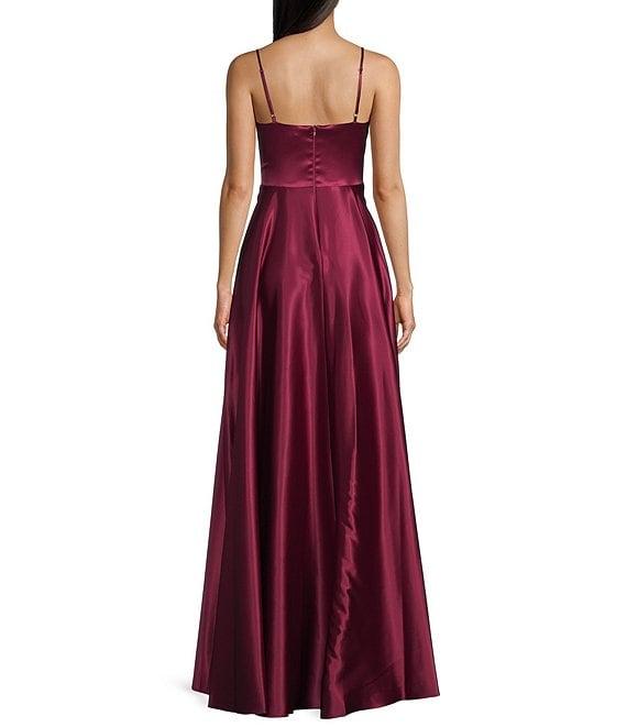 Next Up Spaghetti Strap Notch V-Wire Front Slit Long Dress Product Image