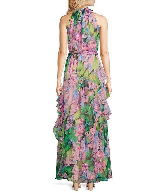 Alex Marie Nina Wisteria Chiffon Halter Neck Sleeveless Tiered A-Line Dress Product Image