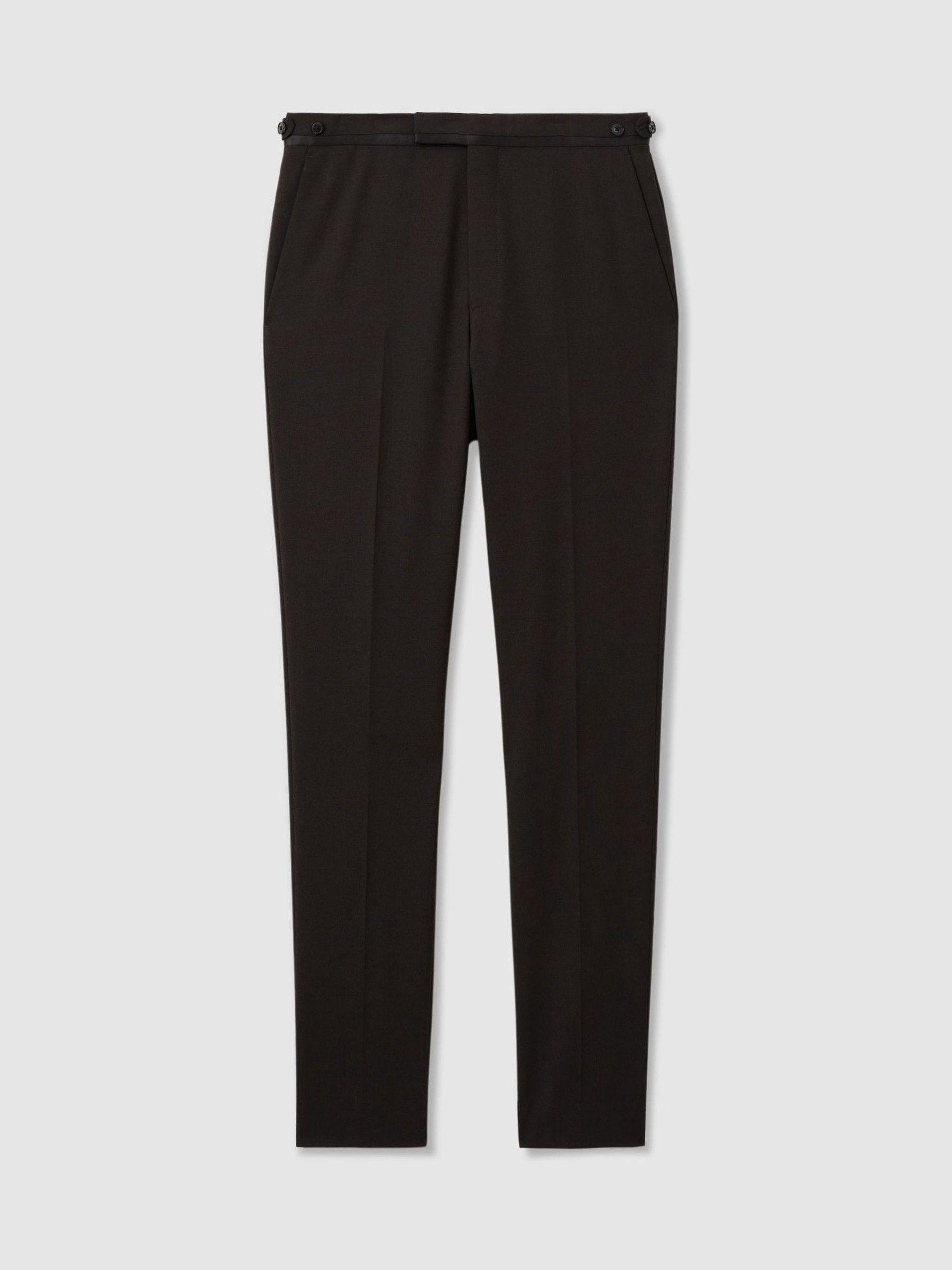 Wool Tuxedo Trousers Slim Fit in Brown Product Image