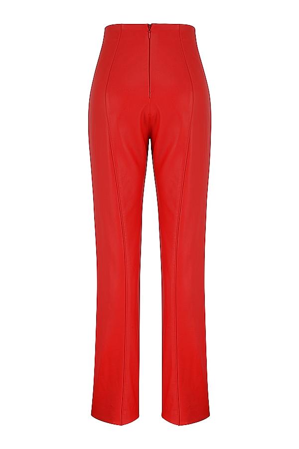 Elenaora  scarlet vegan leather trousers Product Image